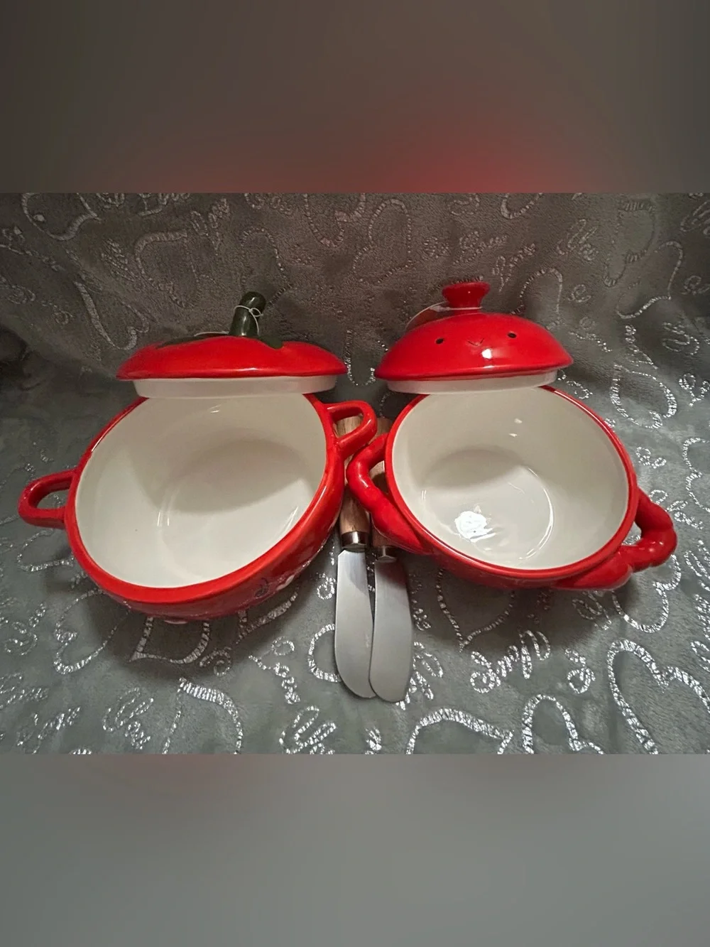 NWT Shades of Summer, Red Ceramic Tomato & Crab Serving Dish with Lid